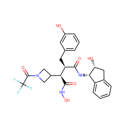 O=C(NO)[C@@H](C1CN(C(=O)C(F)(F)F)C1)[C@@H](Cc1cccc(O)c1)C(=O)N[C@H]1c2ccccc2C[C@H]1O ZINC000028757118