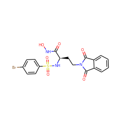 O=C(NO)[C@@H](CCN1C(=O)c2ccccc2C1=O)NS(=O)(=O)c1ccc(Br)cc1 ZINC000049072373