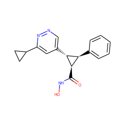 O=C(NO)[C@@H]1[C@H](c2ccccc2)[C@H]1c1cnnc(C2CC2)c1 ZINC000103251575