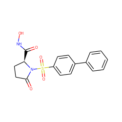 O=C(NO)[C@@H]1CCC(=O)N1S(=O)(=O)c1ccc(-c2ccccc2)cc1 ZINC000073330437