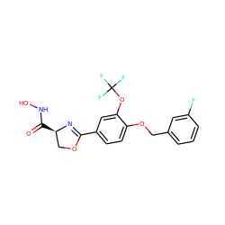 O=C(NO)[C@@H]1COC(c2ccc(OCc3cccc(F)c3)c(OC(F)(F)F)c2)=N1 ZINC000013474877