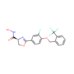 O=C(NO)[C@@H]1COC(c2ccc(OCc3ccccc3C(F)(F)F)c(F)c2)=N1 ZINC000013474904