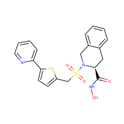 O=C(NO)[C@@H]1Cc2ccccc2CN1S(=O)(=O)Cc1ccc(-c2ccccn2)s1 ZINC000027519498