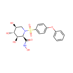 O=C(NO)[C@H]1[C@@H](O)[C@H](O)[C@@H](O)CN1S(=O)(=O)c1ccc(Oc2ccccc2)cc1 ZINC000013537266