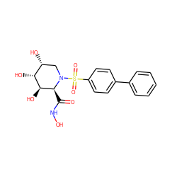 O=C(NO)[C@H]1[C@@H](O)[C@H](O)[C@H](O)CN1S(=O)(=O)c1ccc(-c2ccccc2)cc1 ZINC000013560273