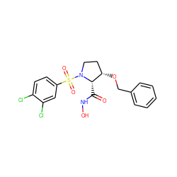 O=C(NO)[C@H]1[C@@H](OCc2ccccc2)CCN1S(=O)(=O)c1ccc(Cl)c(Cl)c1 ZINC000084689859