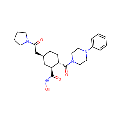 O=C(NO)[C@H]1C[C@@H](CC(=O)N2CCCC2)CC[C@@H]1C(=O)N1CCN(c2ccccc2)CC1 ZINC000036410534