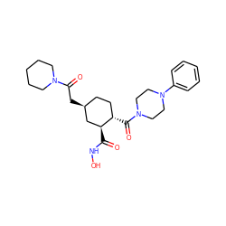 O=C(NO)[C@H]1C[C@@H](CC(=O)N2CCCCC2)CC[C@@H]1C(=O)N1CCN(c2ccccc2)CC1 ZINC000034481032