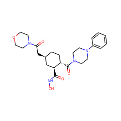 O=C(NO)[C@H]1C[C@@H](CC(=O)N2CCOCC2)CC[C@@H]1C(=O)N1CCN(c2ccccc2)CC1 ZINC000040976175