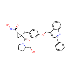 O=C(NO)[C@H]1C[C@]1(Cc1ccc(OCc2cc(-c3ccccc3)nc3ccccc23)cc1)C(=O)N1CCC[C@H]1CO ZINC000042835627