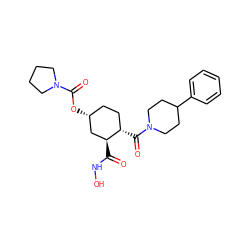 O=C(NO)[C@H]1C[C@H](OC(=O)N2CCCC2)CC[C@@H]1C(=O)N1CCC(c2ccccc2)CC1 ZINC000118233116