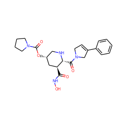 O=C(NO)[C@H]1C[C@H](OC(=O)N2CCCC2)CN[C@@H]1C(=O)N1CC=C(c2ccccc2)C1 ZINC000045258513