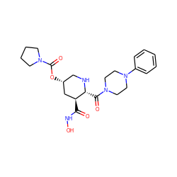 O=C(NO)[C@H]1C[C@H](OC(=O)N2CCCC2)CN[C@@H]1C(=O)N1CCN(c2ccccc2)CC1 ZINC000045253983