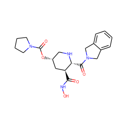 O=C(NO)[C@H]1C[C@H](OC(=O)N2CCCC2)CN[C@@H]1C(=O)N1Cc2ccccc2C1 ZINC000045324741