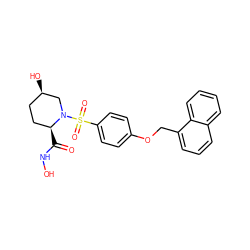 O=C(NO)[C@H]1CC[C@@H](O)CN1S(=O)(=O)c1ccc(OCc2cccc3ccccc23)cc1 ZINC000013441652