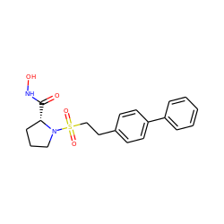 O=C(NO)[C@H]1CCCN1S(=O)(=O)CCc1ccc(-c2ccccc2)cc1 ZINC000096270328