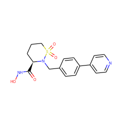 O=C(NO)[C@H]1CCCS(=O)(=O)N1Cc1ccc(-c2ccncc2)cc1 ZINC000003817232