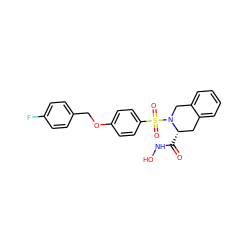 O=C(NO)[C@H]1Cc2ccccc2CN1S(=O)(=O)c1ccc(OCc2ccc(F)cc2)cc1 ZINC000013797803