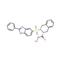 O=C(NO)[C@H]1Cc2ccccc2CN1S(=O)(=O)c1ccc2[nH]c(-c3ccccc3)nc2c1 ZINC000013797777