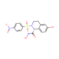 O=C(NO)[C@H]1c2ccc(O)cc2CCN1S(=O)(=O)c1ccc([N+](=O)[O-])cc1 ZINC000013588262