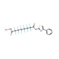 O=C(NO)C(F)(F)C(F)(F)C(F)(F)C(F)(F)C(F)(F)C(F)(F)C(=O)Nc1nc(-c2ccccc2)cs1 ZINC000073219822