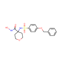 O=C(NO)C1(NS(=O)(=O)c2ccc(OCc3ccccc3)cc2)CCOCC1 ZINC000001483841