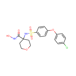 O=C(NO)C1(NS(=O)(=O)c2ccc(Oc3ccc(Cl)cc3)cc2)CCOCC1 ZINC000001483836