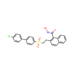 O=C(NO)c1c(CCS(=O)(=O)c2ccc(-c3ccc(Cl)cc3)cc2)ccc2ccccc12 ZINC000000588929