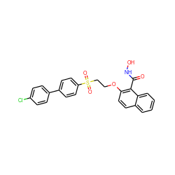 O=C(NO)c1c(OCCS(=O)(=O)c2ccc(-c3ccc(Cl)cc3)cc2)ccc2ccccc12 ZINC000000588926