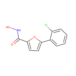 O=C(NO)c1ccc(-c2ccccc2Cl)o1 ZINC000028564578