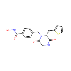 O=C(NO)c1ccc(CN2C(=O)CNC(=O)[C@H]2Cc2cccs2)cc1 ZINC000040409785