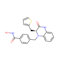 O=C(NO)c1ccc(CN2c3ccccc3NC(=O)[C@@H]2Cc2cccs2)cc1 ZINC000040933217