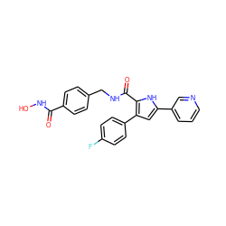 O=C(NO)c1ccc(CNC(=O)c2[nH]c(-c3cccnc3)cc2-c2ccc(F)cc2)cc1 ZINC000144833748