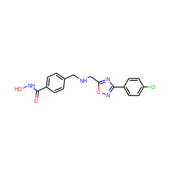 O=C(NO)c1ccc(CNCc2nc(-c3ccc(Cl)cc3)no2)cc1 ZINC000141907539