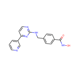 O=C(NO)c1ccc(CNc2nccc(-c3cccnc3)n2)cc1 ZINC000096273681