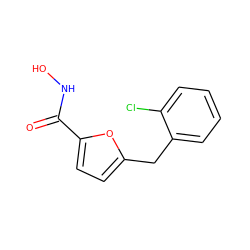 O=C(NO)c1ccc(Cc2ccccc2Cl)o1 ZINC000028564320