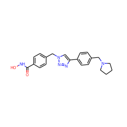 O=C(NO)c1ccc(Cn2cc(-c3ccc(CN4CCCC4)cc3)nn2)cc1 ZINC000068250154