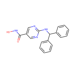 O=C(NO)c1cnc(NC(c2ccccc2)c2ccccc2)nc1 ZINC000115978053