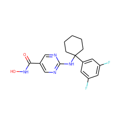 O=C(NO)c1cnc(NC2(c3cc(F)cc(F)c3)CCCCC2)nc1 ZINC001772614036