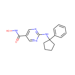 O=C(NO)c1cnc(NC2(c3ccccc3)CCCC2)nc1 ZINC000166685732