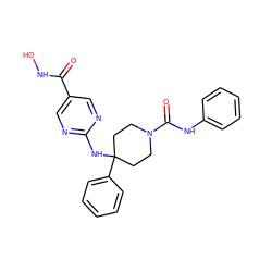 O=C(NO)c1cnc(NC2(c3ccccc3)CCN(C(=O)Nc3ccccc3)CC2)nc1 ZINC001772608215