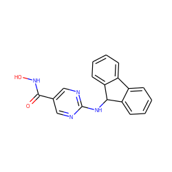 O=C(NO)c1cnc(NC2c3ccccc3-c3ccccc32)nc1 ZINC000115979823