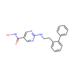 O=C(NO)c1cnc(NCCc2ccccc2-c2ccccc2)nc1 ZINC000166631918