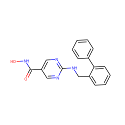 O=C(NO)c1cnc(NCc2ccccc2-c2ccccc2)nc1 ZINC000166616583