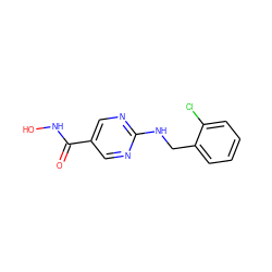 O=C(NO)c1cnc(NCc2ccccc2Cl)nc1 ZINC000166665112