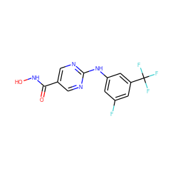 O=C(NO)c1cnc(Nc2cc(F)cc(C(F)(F)F)c2)nc1 ZINC000166674986