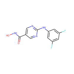 O=C(NO)c1cnc(Nc2cc(F)cc(F)c2)nc1 ZINC000145899101