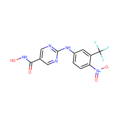 O=C(NO)c1cnc(Nc2ccc([N+](=O)[O-])c(C(F)(F)F)c2)nc1 ZINC000166623353