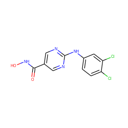 O=C(NO)c1cnc(Nc2ccc(Cl)c(Cl)c2)nc1 ZINC000166605004