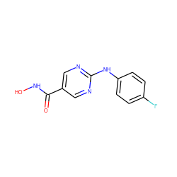 O=C(NO)c1cnc(Nc2ccc(F)cc2)nc1 ZINC000166729791